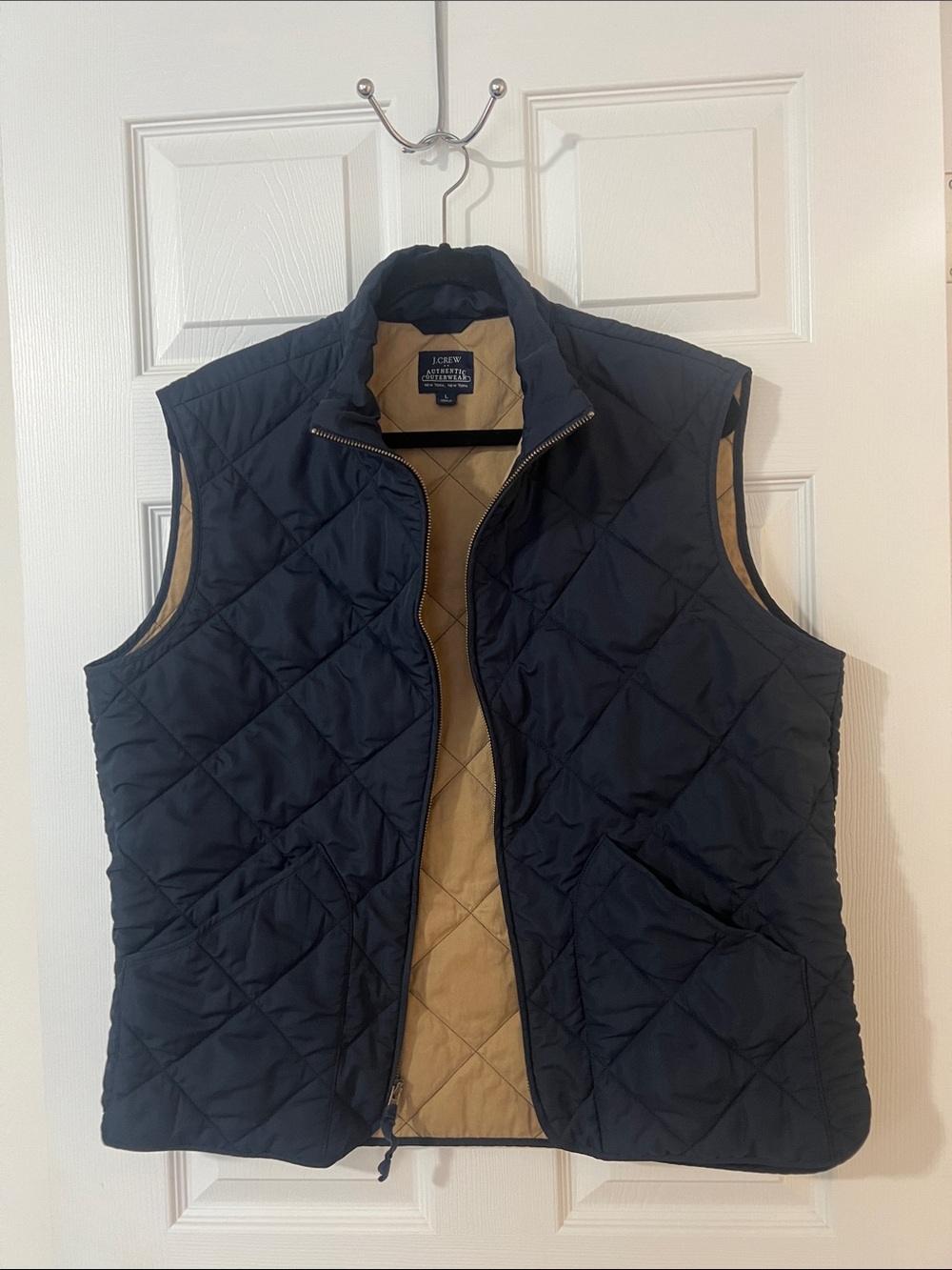 J. Crew Quilted Reversible Navy and Khaki Men's Vest